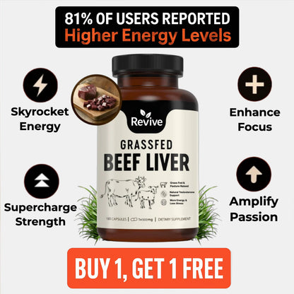 Revive™ Grass-Fed Beef Liver Capsules- The Daily Foundation Men Need for Strength, Drive & Hormonal Balance