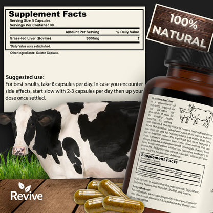 Revive™ Grass-Fed Beef Liver Capsules- The Daily Foundation Men Need for Strength, Drive & Hormonal Balance
